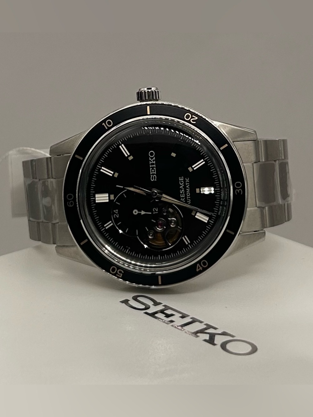 Seiko Presage Men’s Open Heart Black Di 60’s Style Automatic 41mm Watch SSA425